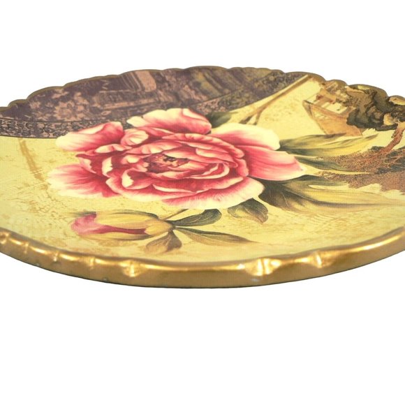 Asian Decorative Plate and Easel Rose Floral Scallop Edge - Picture 6 of 10